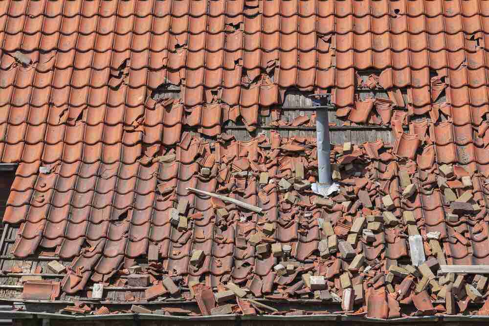 major hail damage to a roof