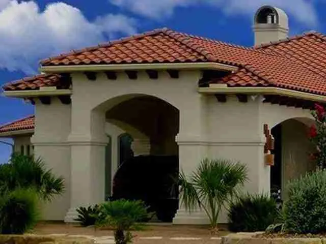 Residential home with tile roof